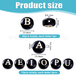 32 шт. 26 вида бусин из натурального черного камня и золотой эмали G-PH0003-23