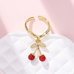 Открытые манжеты из латуни с микропаве и цирконием для женщин RJEW-U057-18G-01