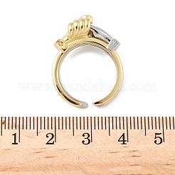 Регулируемые манжеты-кольца из латуни с микропаве из кубического циркония для женщин&nbsp;RJEW-C132-08PG