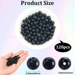 120 шт. бусины из натурального черного оникса&nbsp;G-PA0001-06A