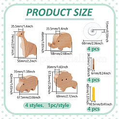 4 шт. вешалка для одежды из дерева в 4 стилях с изображением животных&nbsp;AJEW-PH0007-77A