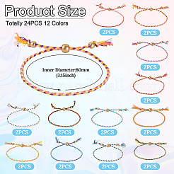 24шт 12 цвета плетеный полиэстеровый шнур в стиле бохо для изготовления браслета&nbsp;MAK-TA0001-34