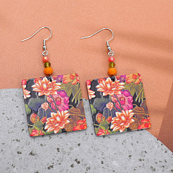 Серьги с подвесками из акрила и стекла&nbsp;FS-WG5F1EE-01