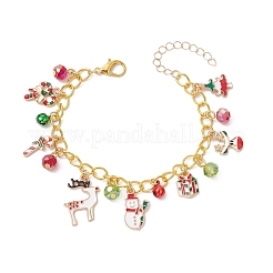 Рождественские браслеты с подвесками из сплава и эмали для женщин BJEW-JB12074