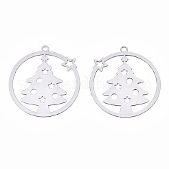 Не тускнеющие рождественские филигранные подвески из нержавеющей стали 201 STAS-S118-003P