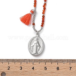 Овальные подвески Девы Марии из нержавеющей стали 304 NJEW-A045-24P