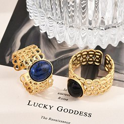 Открытые полые манжетные кольца из нержавеющей стали 304 RJEW-Z078-12G