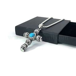 Ожерелья с крестом из нержавеющей стали с синтетической бирюзой для мужчин AF7966