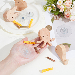 4 шт. вешалка для одежды из дерева в 4 стилях с изображением животных&nbsp;AJEW-PH0007-77B