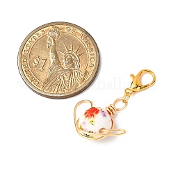 7 шт. подвесных украшений из фарфора и керамики с цветочным принтом ручной работы HJEW-JM04194