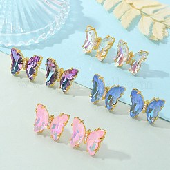 Фурнитура для сережек-гвоздиков из латуни и стекла&nbsp;KK-D291-13G