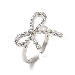 Открытые манжеты из латуни с микропаве и цирконием для женщин&nbsp;RJEW-M169-01P