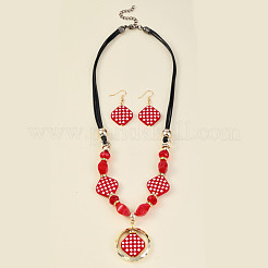 Комплекты из акриловых подвесок в виде ромбов с узором «тартан» и серег-подвесок&nbsp;FS-WG95887-01