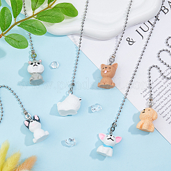 6 шт. 6 стиля подвески для собак из смолы&nbsp;HJEW-DC00017