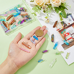 48шт 12 цвета гальванические и окрашенные подвески из натурального кварца&nbsp;PALLOY-AB00093