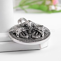 Плоские круглые с драконом 304 нержавеющая сталь большие подвески STAS-M206-05AS