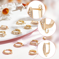12 шт. 6 стиля латунных сережек-колец с микропаве из прозрачного кубического циркония ZIRC-AR0001-29