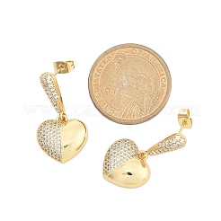 Серьги-гвоздики с микропаве из латуни и прозрачными кубическими цирконами для женщин&nbsp;LS-EJEW-F352-05G-01