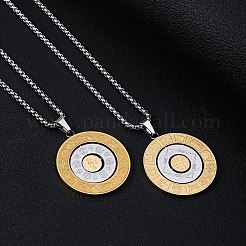 201 нержавеющая сталь плоская круглая 12 китайский зодиакальный кулон коробка цепи ожерелья для женщин мужчин PW-WG0711E-01