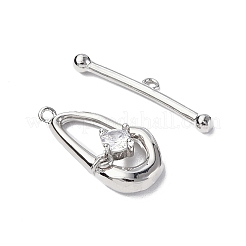 Латунные застежки-тоггл из прозрачного кубического циркония KK-P223-45P