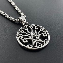 Кулон в виде полой пентаграммы из нержавеющей стали 304 с подвеской в виде дерева жизни PH1371