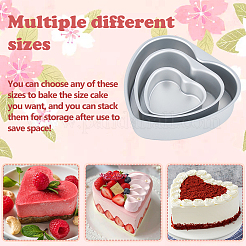 3 пакет 3 стиля сердечко алюминиевый сплав кольца формы для торта AJEW-DC0002-06