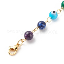 7 чакра драгоценный камень круглый и ручной работы Lampword сглаза украшение из бисера кулон HJEW-JM00795