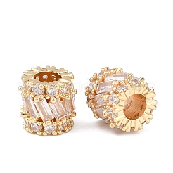 Колонна латунные микропаве прозрачные кубические цирконии европейские бусины KK-C142-09LG