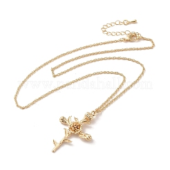 Крест из нержавеющей стали 304 с цветочным кулоном для женщин&nbsp;NJEW-A020-03J-G