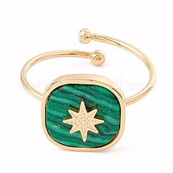 Кольцо-манжета с открытым солнцем и натуральным драгоценным камнем RJEW-B039-01G