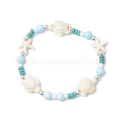 Браслеты из синтетической окрашенной бирюзы и натурального хаулита для женщин&nbsp;BJEW-JB11794-01