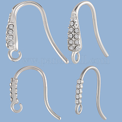 20 шт. 2 стиля крючков для сережек из нержавеющей стали 304 со стразами&nbsp;STAS-BBC0007-16A