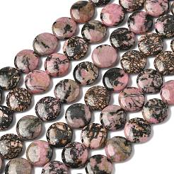 Естественные плоские круглые пряди родонит бусы G-L246-10