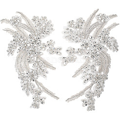 1 пара цветочных стеклянных стразов и полиэстера со стеклянными бусинами&nbsp;DIY-CY0001-92