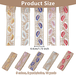 10 ярд двухцветной полиэстеровой ленты с рисунком в виде перьев&nbsp;OCOR-NB0002-38