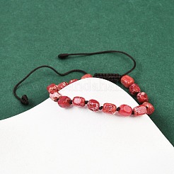 Браслеты из плетеных бусин из натуральной окрашенной императорской яшмы для мужчин и женщин BJEW-D360-01A