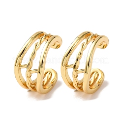 Тройные серьги-каффы в форме буквы С из латуни EJEW-D332-05E-G