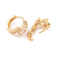 Латунные серьги-кольца из прозрачного кубического циркония EJEW-A107-02A-KCG