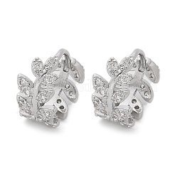 Серьги-кольца из латуни с прозрачным фианитом EJEW-Q014-01P