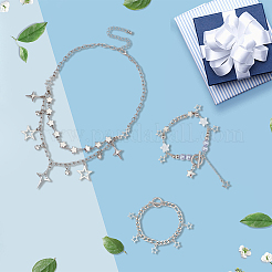 Звездный сплав многослойные ожерелья и железные цепи браслеты с подвесками комплекты ювелирных изделий&nbsp;SJEW-SC0001-05