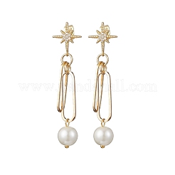 Стеклянная звезда из нержавеющей стали 304 с круглыми подвесными серьгами-гвоздиками EJEW-JE06481-02