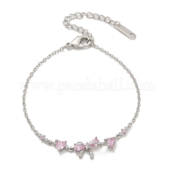 Латунь микро проложить кубического циркония браслеты ссылку&nbsp;BJEW-Z122-01P