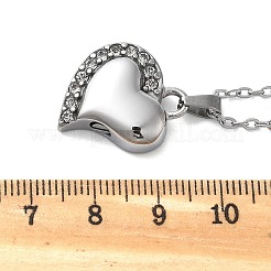 Ожерелья из нержавеющей стали 304 с урной для пепла в форме сердца и кристаллами из горного хрусталя&nbsp;STAS-Z106-04P