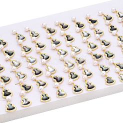 Серьги-гвоздики с подвесками из тыквы и черной ракушкой для губ и жемчугом PEAR-N020-05R