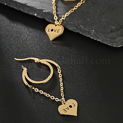 Серьги-кольца с кисточками в форме сердца из нержавеющей стали 201 с надписью «Love»&nbsp;VU5295