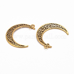 Подвески в тибетском стиле из сплава с полой луной и 2 звеном&nbsp;X-TIBEP-5312-AG-LF