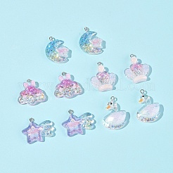 10шт 5 стиля прозрачные подвески из смолы RESI-FS0002-08