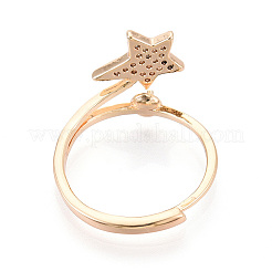 Регулируемые оправы колец в форме звезды из латуни с микропаве из прозрачного кубического циркония KK-T076-51G