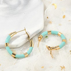 Серьги-кольца из нержавеющей стали с вакуумным покрытием PVD 201 для женщин&nbsp;EJEW-B016-33F