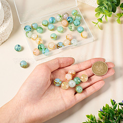 35 шт. 7-х цветные круглые бусины ручной работы в технике лэмпворк LAMP-TA0001-58